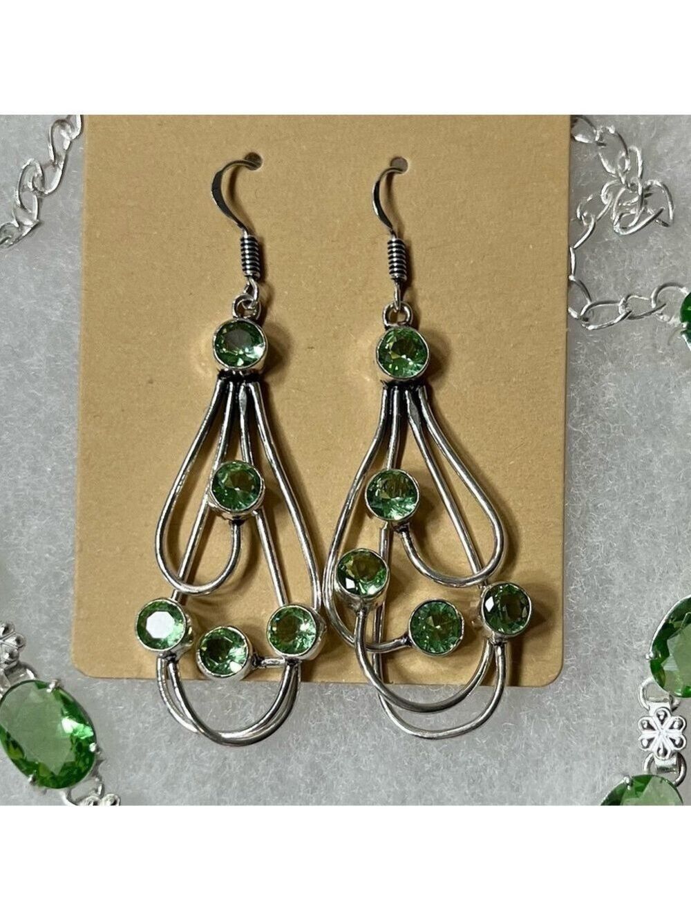 Solar Add On Item Peridot Synthetic Gemstone Earrings